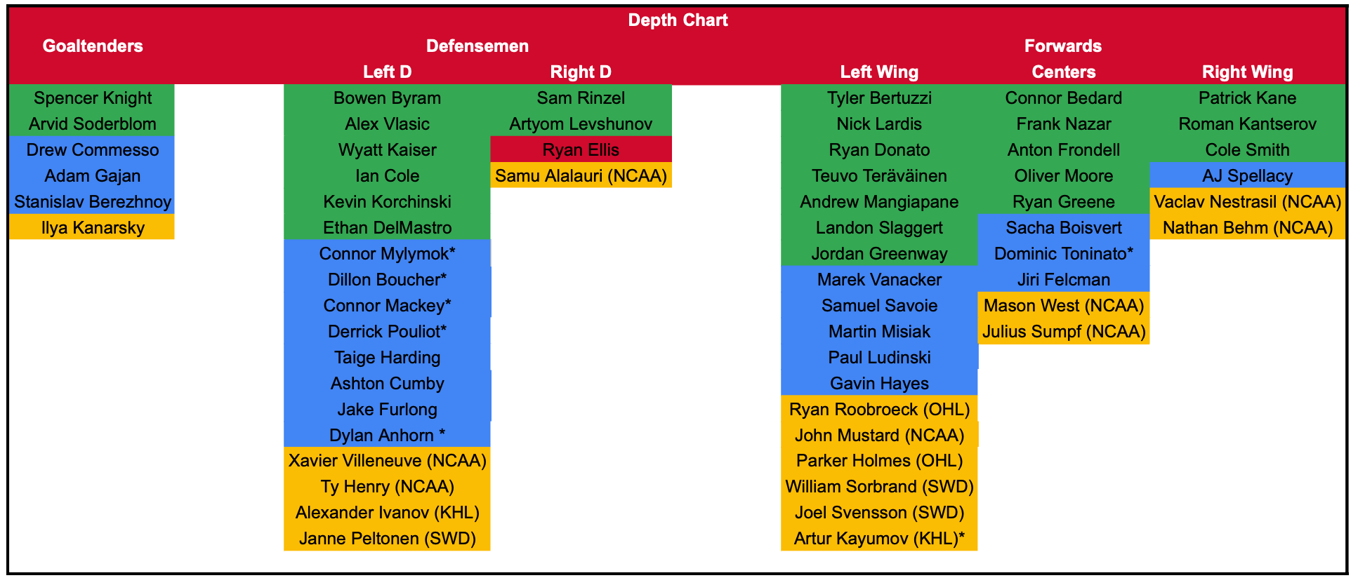 Chicago Blackhawks Depth Chart